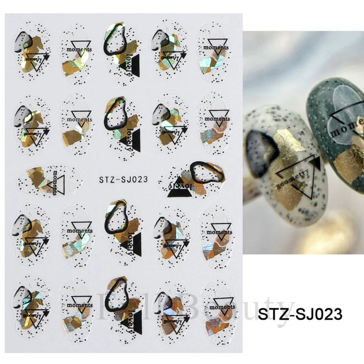 Shiny Maple Geometry Autumn Nail Art Stickers Laser Sector Fall Leaves Decals Cute Squirrel Slider Manicure Decorations CHCJ-076