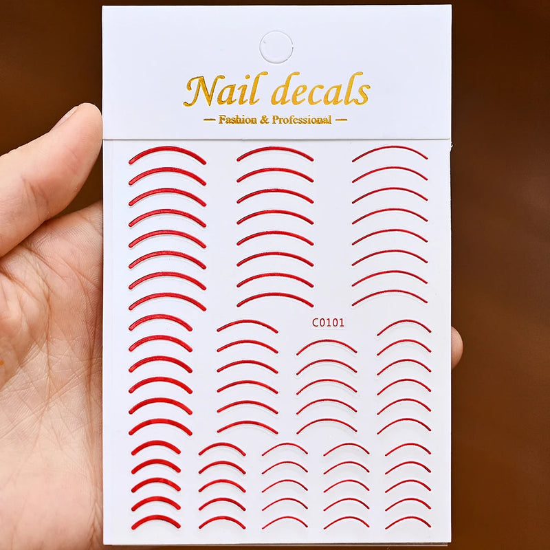 1 Pc Nail Strip Stickers Black/Gold/Rose Gold/Silver Metal Strip Tape Nail Art Adhesive DIY Foil Tips Nail Sticker Decals NK11
