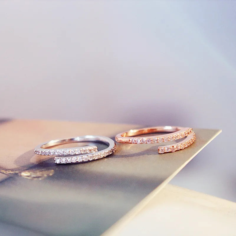 Luxury Rhinestone Rings for Woman Simple Hollow Joint Ring Wedding Party Elegant Jewelry Gifts