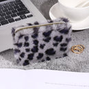 Leopard Print Short Wallet Trend Plush Multi Slot Credit Card Bag Multifunctional Portable Wallet For Outdoor Use