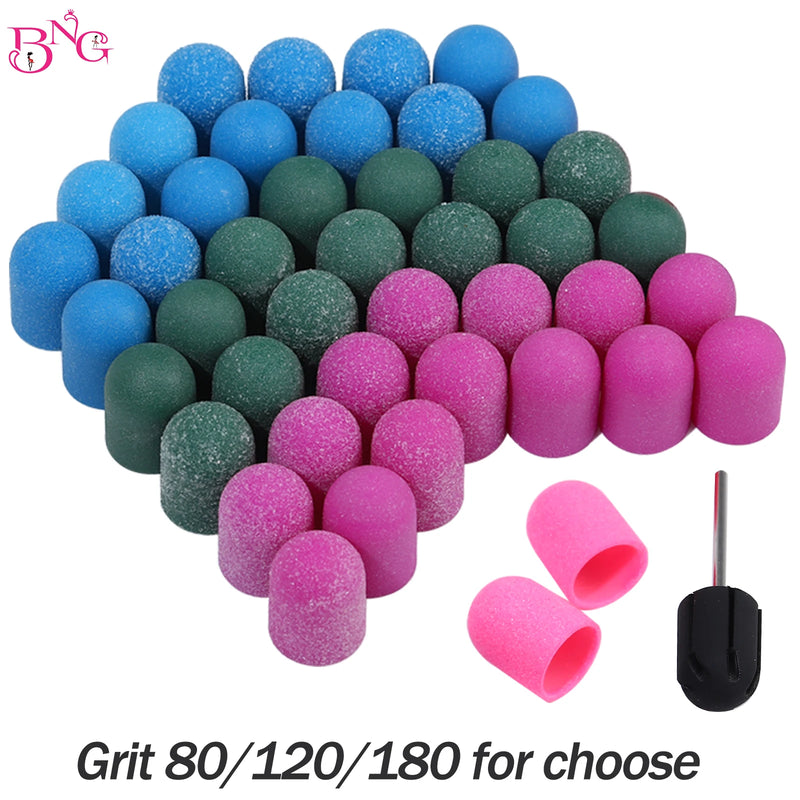 5/10/20pcs 13*19mm Nail Sanding Caps Nail Drill Bit Sanding Bands for Gel Remover Pedicure Caps Nail Polishing Manicure Tools