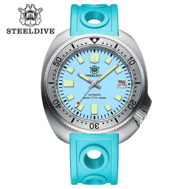 STEELDIVE SD1981 Steel Bezel Super Luminous AR Sapphire Glass NH35 Automatic 200m Waterproof Mens Dive Watch with Milled Clasp