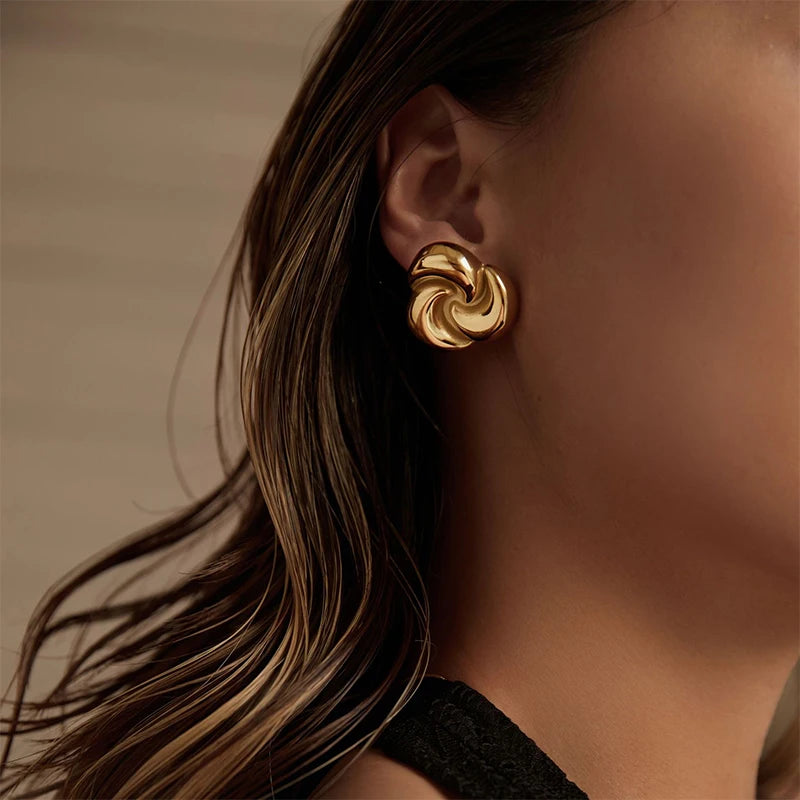 PRISCA | Designer Water Drop Earrings Women Stainless Steel 18K Gold Sweatshirts Fashion Gift 2024