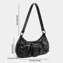 Women's Pleated Hobo Red Shoulder Bag for Women PU Leather Clutch Handbag Purse Y2K Bag for Girls Chic Travel Commuter Bag