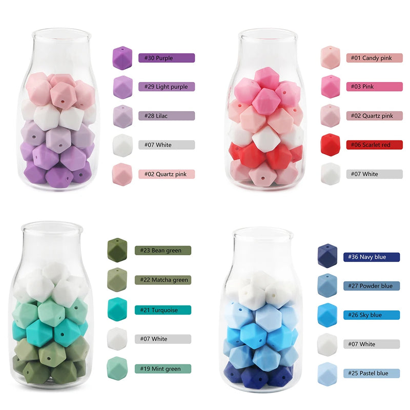 Kovict 14/17mm 10pcs Hexagon Silicone Beads For Jewelry Making Silicone Bead To Make Bracelets Necklace Making Accessories