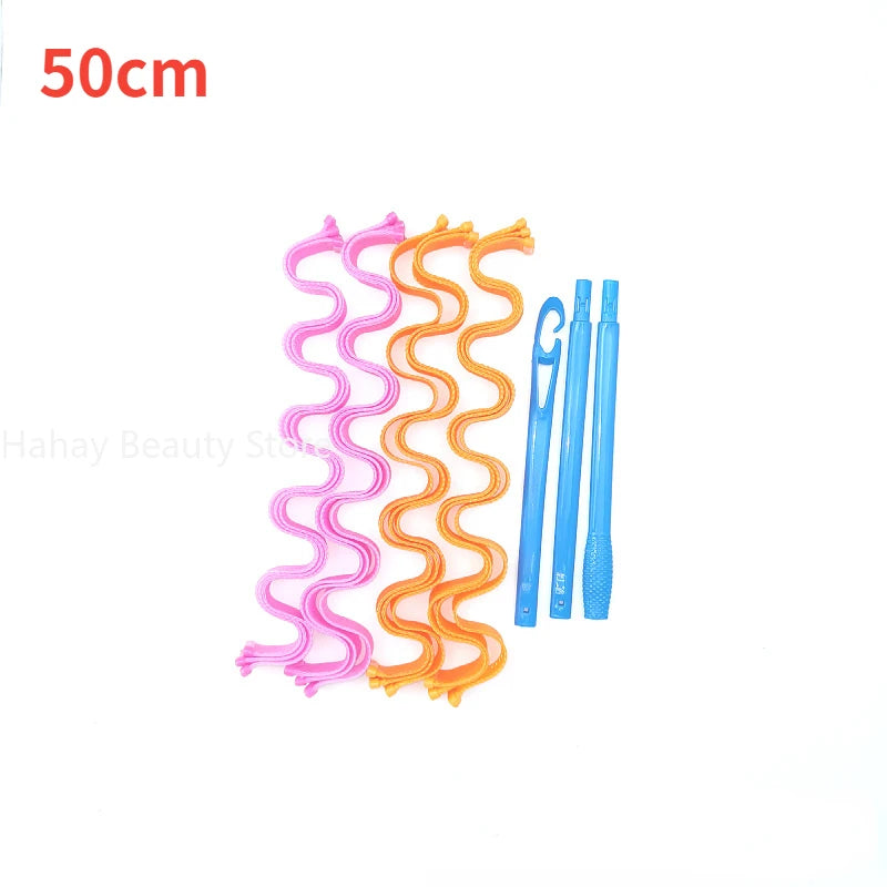 12pcs Heatless Hair Curlers Magic Wave Formers Spiral Hair Rollers Wavy Curlers Women Hairstyle Roller Hair Styling Tools
