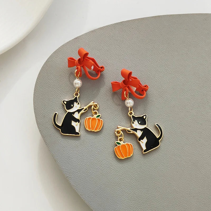 Mihan Cute Jewelry Animal Earrings Halloween Party Gifts 925 Silver Needle Lovely Design Pumpkin Earrings For Women Girl