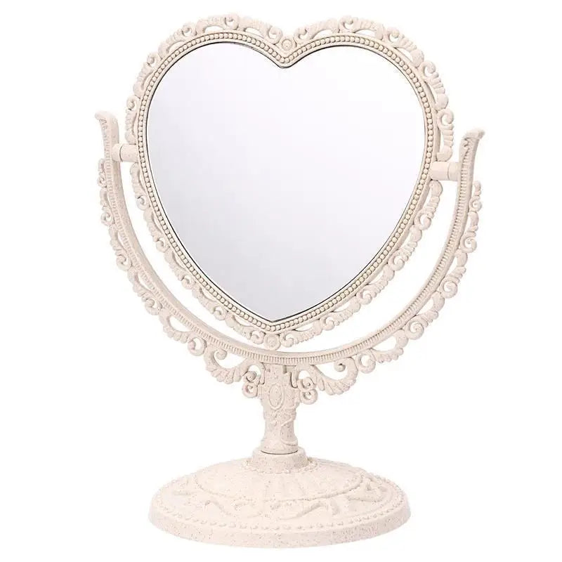 1pc Heart-Shaped Makeup Mirror Table Makeup Vanity Mirror Double-Sided Magnifying Mirror With Stand Tabletop Mirror