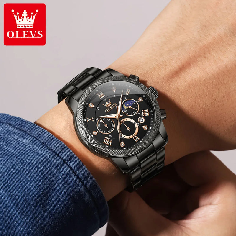 OLEVS 3660 Mens Watch Business Simply Original Quartz Watch Waterproof Luminous Watch For Man Multifunctional Chronograph Reloj