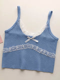 HELIAR Women Lace Bowknot Tops Female Plain Straps Tank Tops Streetwear Camisole Cute Crop Tops For Women 2023 Summer