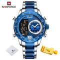 NAVIFORCE Luxury Brand New Watch for Men Stainless Steel Dual Display Quartz Wrist Watches Waterproof Military Sports Male Clock