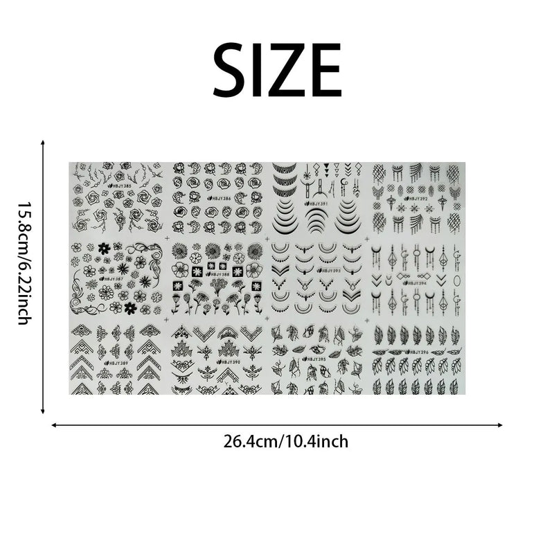 12pcs Nail Stickers Flower Leaf Lace Design Geometry Line Nail Art Sliders Manicure Polish Decal Wrap Decorations Wholesale