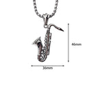 Stainless Steel Saxophone Musical Instrument Pendant Necklace For Men Fashion Personality Punk Hip Hop Rock Jewelry