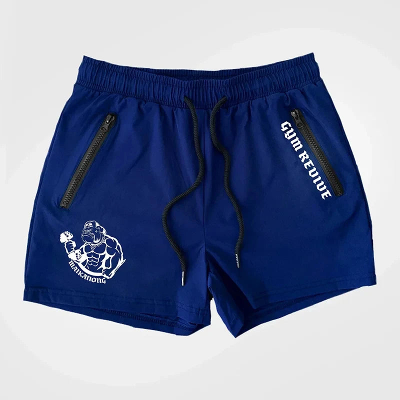 Men's Summer Printed Quick-drying Shorts With Double Side Zipper Pockets Designed For Running Basketball Training Fitness Shorts