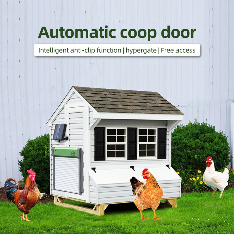 Auto Chicken Coop Door Solar Powered Chicken Door with Timer / Light Sensor / Manual Mode Aluminum Alloy Automatic Chicken Door
