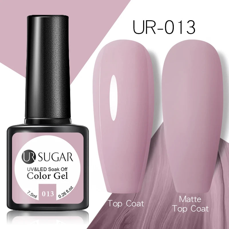 UR SUGAR - Esmalte de uñas en gel semipermanente rosa nude con purpurina, color sólido, 7,5 ml, para manicura semipermanente UV LED