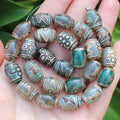 8pcs ,10x14mm Natural Green Agate Ancient Tibet Dzi beads, Many patterns, For DIY Jewelry making !
