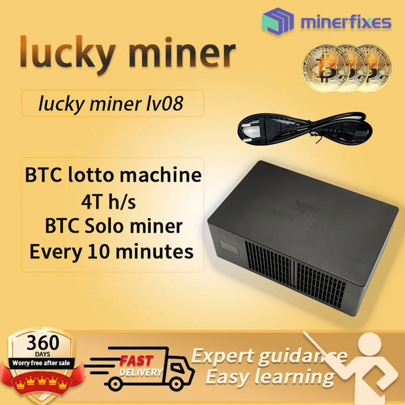 lucky miner lv08 Bitcoin miner crypto miner Solo miner BTC miner BCH BSV DGB WIFI 4TH/S SHA256 BM1366 Asic btc Mining Machine