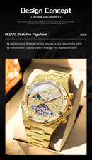 OLEVS 9805 High end Men Watches  Waterproof Moon Phase Diamond Dial Fashion Luxury Mechanical Watch Skeleton Original Wristwatch
