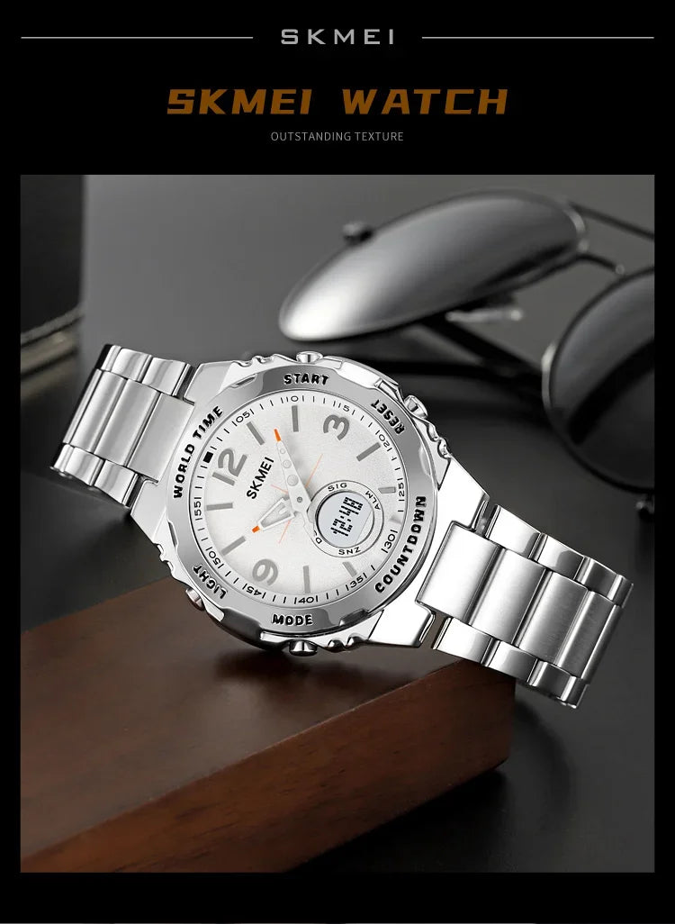 Reloj electrónico SKMEI 2310 resistente al agua para hombre, reloj de pulsera digital de acero inoxidable, reloj de lujo para hombre, reloj con movimiento, reloj para hombre