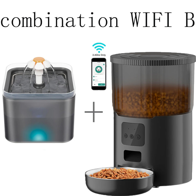 4L Pet Feeder Tuya WIFI Automatic Dog Food Dispenser Smart Cat Feeder 2L Cat Automatic Drinking Fountain Dog Water Feeder