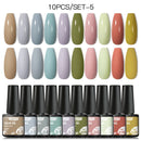 Mtssii 10PCS Reflective Gel Nail Polish Set Fluorescent Glitter Semi Permanent Hybrid Gel Varnish Soak Off UV Lamp For Manicure