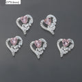 10Pcs Pink Metal Gem Zircon Nail Art Charm 3D Luxurious Heart Ribbon Cross Starlight Nail Decoration DIY Zircon Nail Accessories