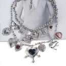 2025 New Vintage Punk Charm Hearts Necklaces Pendants Women Indian Statement Retro Metal Chain Links Necklace Jewelry