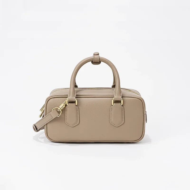 Vintage Boston Aging Ball Bag New Style Niche Design Pillow Bag Fashionable Genuine Leather Single Shoulder Slant Handbag