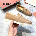 2025 Loafers Summer Walk Shoes Moccasines Suede Women Spring Autumn Fashion CausaleLeather Metal Pendant Flat Lazy SlipOn Shoes