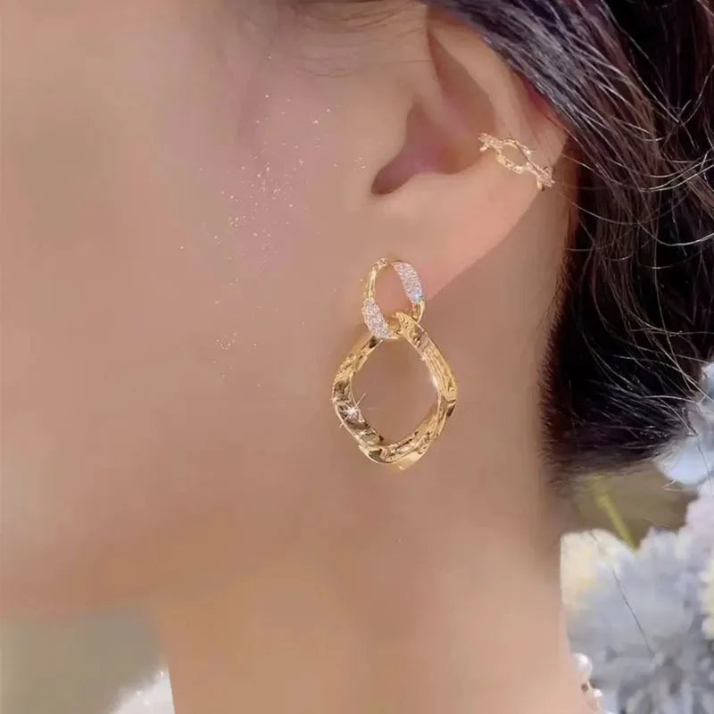 New Fashion Geometry Earrings  Earrings for Women Golden Zircon Dangle Earrings Valentines Day Anniversary Birthday Jewelry Gift