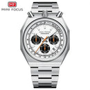MINI FOCUS 0601 Multifunctional Unique design Quartz Watch for Men Calendar Luminous Stainless Steel Strap Bull Head Mens Watch