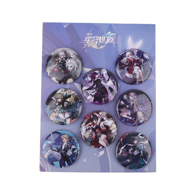 8 Pcs/Set Anime Tinning Tinplate Brooch Sanrio Backpack Badge Souvenir Clothing Gift For Friends