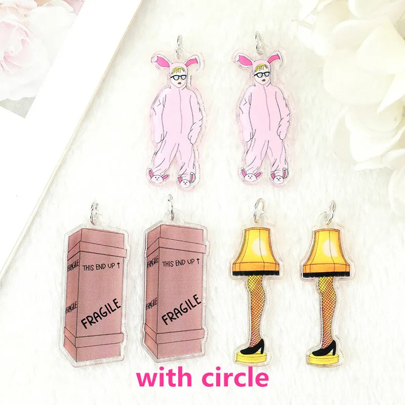 6Pcs Halloween Charms Creative Acrylic Fragile Strange Desk Lamp Pendant  Jewlery Findings For Necklace Keychain  Diy