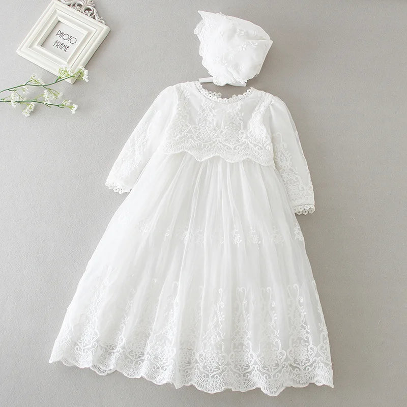European and American Extended Baptismal Extra Christening Gown Baby Party Dress Baby Girl Dress Vestidos Para Navidad De Bebes