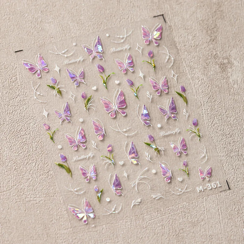 1 pc 5D Embroidery Bee Nail Art Sticker Embossed Butterfly Insect Nail Sticker High Quality Nail Art Design Decoration Sticker