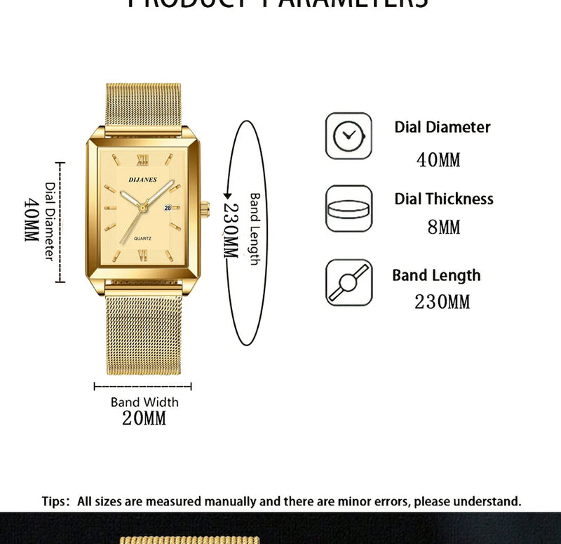 Mens Fashion Sports Watches Simple Men Luxury Gold Business Ultra Thin Stainless Steel Mesh Belt Quartz Watch