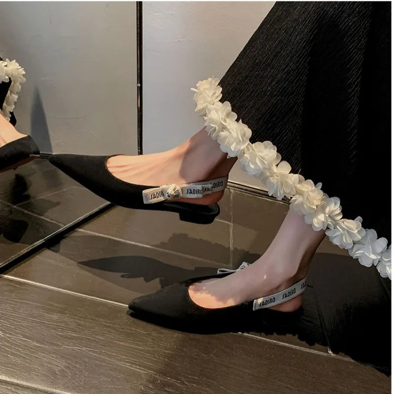 2025 New Fashionable Pointed-toe Buckle Solid Color High-heeled Sandals for Women in Autumn Luxury Shoes