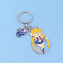 Anime Star Moon Metal Keychain Cosplay Tsukino Usagi Luna Cat Sailormoon Props Key Chain Pendant Keyring Jewelry Bag Ornament