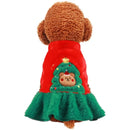 Pet Christmas Dress Sweater Clothes Autumn and Winter Warm Christmas Japanese New Year Christmas Elk Couple Dress Skirt Hoodie