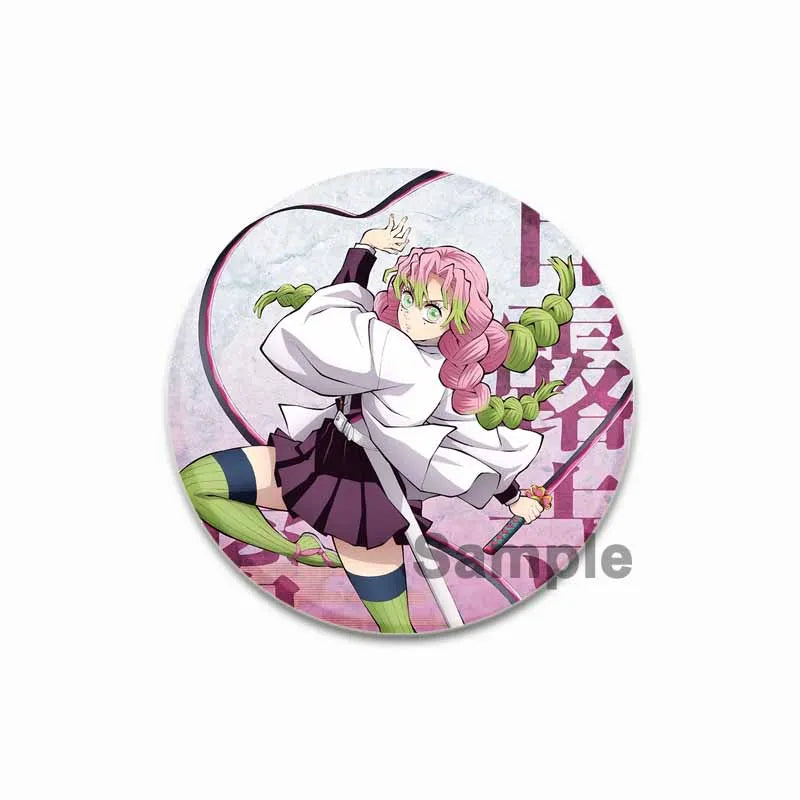 58mm Round Cartoon Brooches Kanroji Mitsuri Pins Anime Badge for Backpack Accessories Hat Decoration HD Print Handmade Gifts