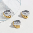 New Irregular Stainless Steel Chunky Dome Ring for Women Men Statement Croissant Ring Wide Double Layer Rings Party Jewelry Gift