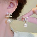 Fashion Trendy Cubic Zirconia Pearl Chic Earrings for Women Advanced Sense Shiny Letter Dangle Earrings Elegant Jewelry Gifts