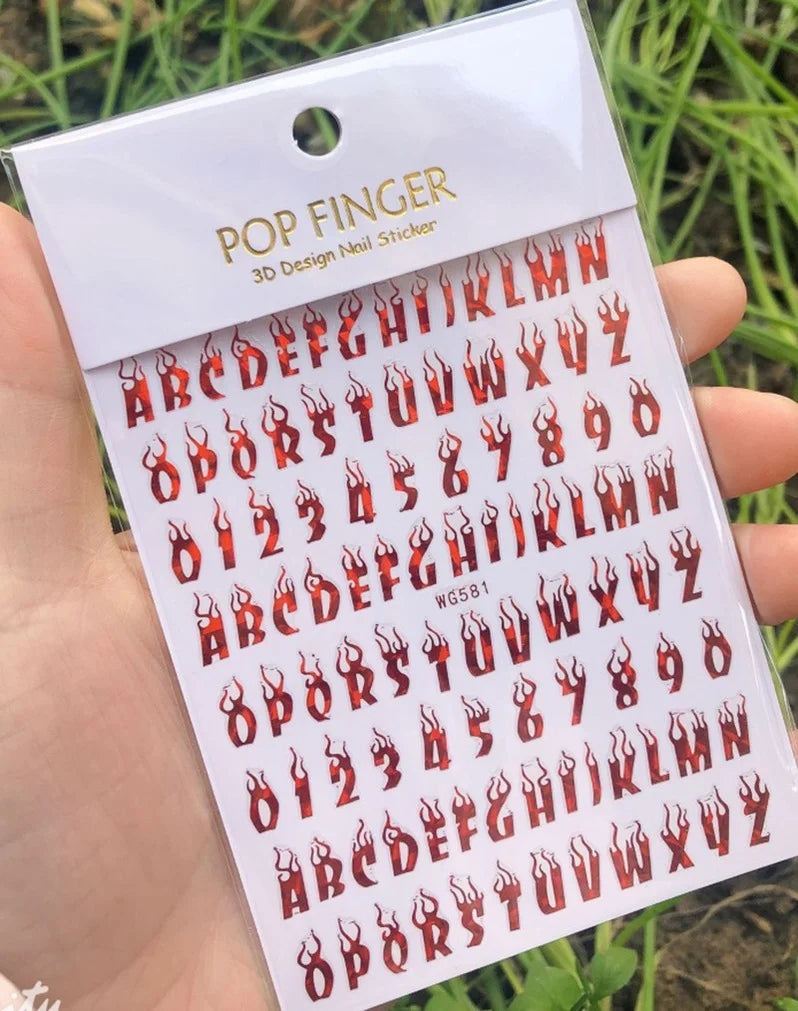 Newest Black Numbers English Letter Design 3d Self Adhesive Decal Slider DIY Decoration Manicure Tools Nail Sticker Accessories