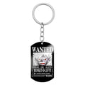 Stainless Steel Anime Keychain One Piece Luffy Ace Blackbeard Wanted Metal Key Holder Pendants Key Chains Souvenir Trinket Gift