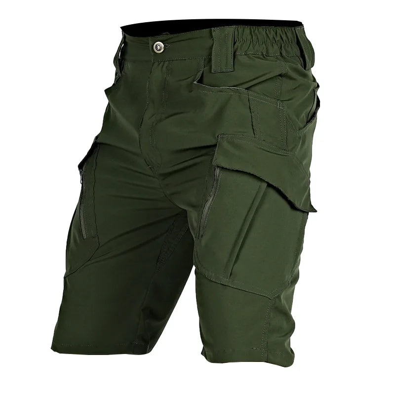 Summer Men Cargo Shorts Quick Dry Tactical Short Pants Multi-Pocket Shorts Men's Outdoor Hunting Fishing Knee Length Trousers