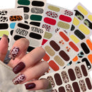 New 16 Strips Autumn Nail Stickers Full Cover Nail Patch Leopard Print 3D Nail Stickers Nail Polish Strips DIY Nail Art Making