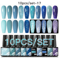 Mtssii 10PCS Reflective Gel Nail Polish Set Fluorescent Glitter Semi Permanent Hybrid Gel Varnish Soak Off UV Lamp For Manicure
