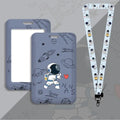 Cartoon Astronaut Card Holder Business Card Holder Cute Credit Card Holders with Lanyard ID Holders Badge Bus Card Cover Case