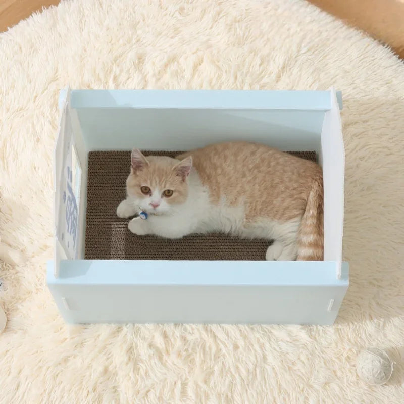 Foldable Cat House with Cat Scratching Board Waterproof Pet House Washable Cat Cave House Breathable Dog Nest Removable Cat Bed